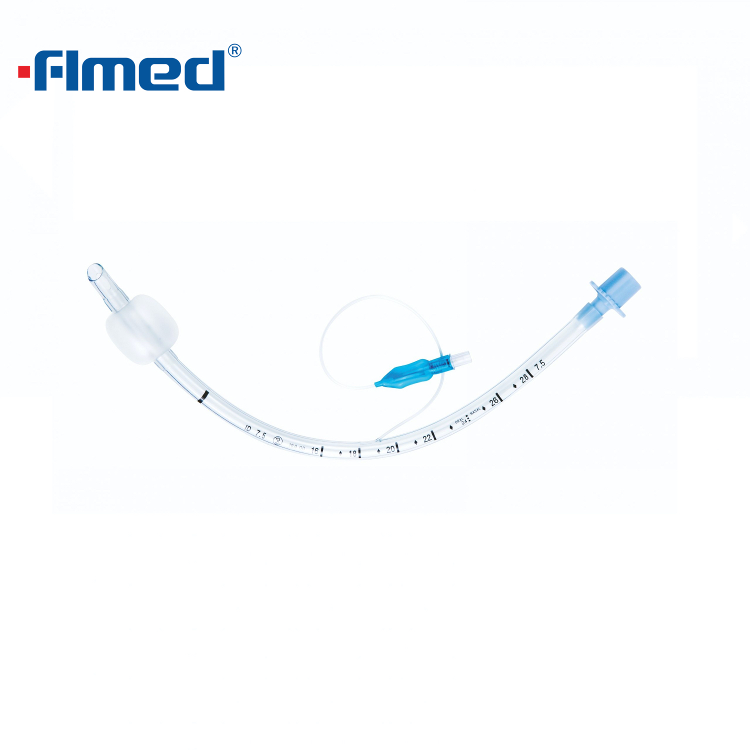 Tube endotrachéal, manchette à joint souple, PVC en siliconisé par voie orale / nasale, ID de 7,0 mm, 9,6 mm OD, 30 mm