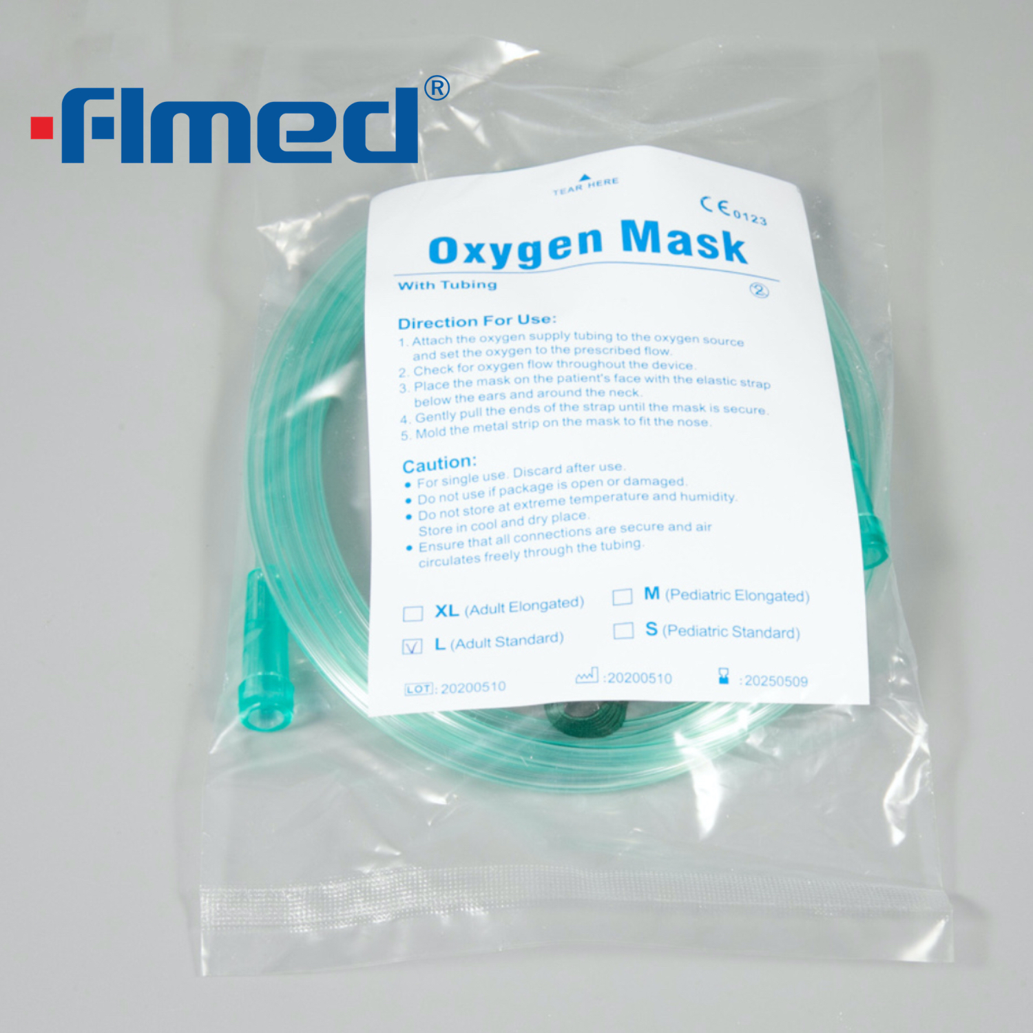 Masque à oxygène jetable standard avec tube