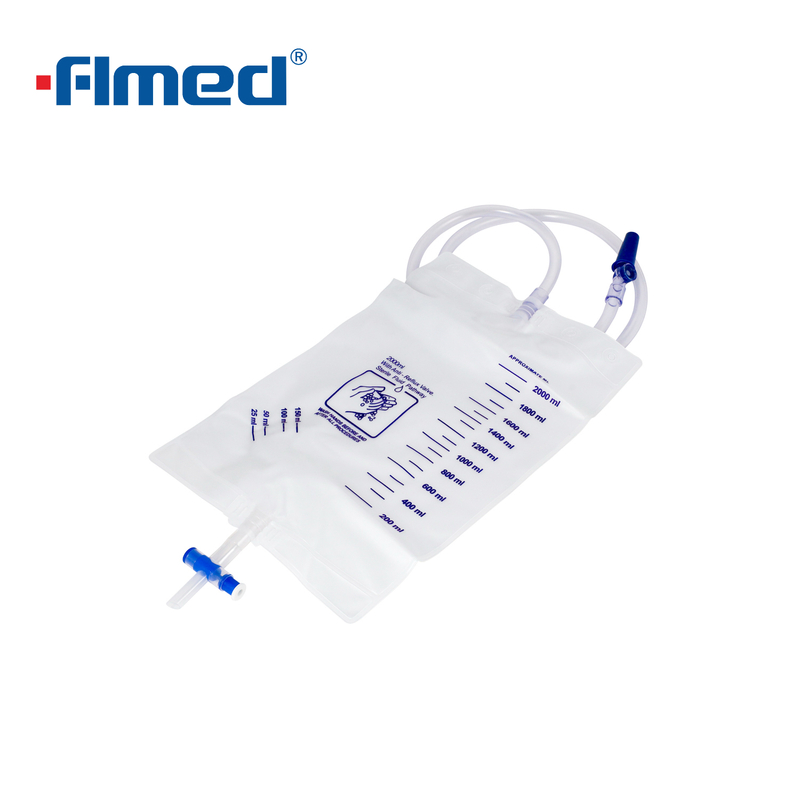 Sac de drainage urinaire médical avec dispositif anti-reflux 2000 ml